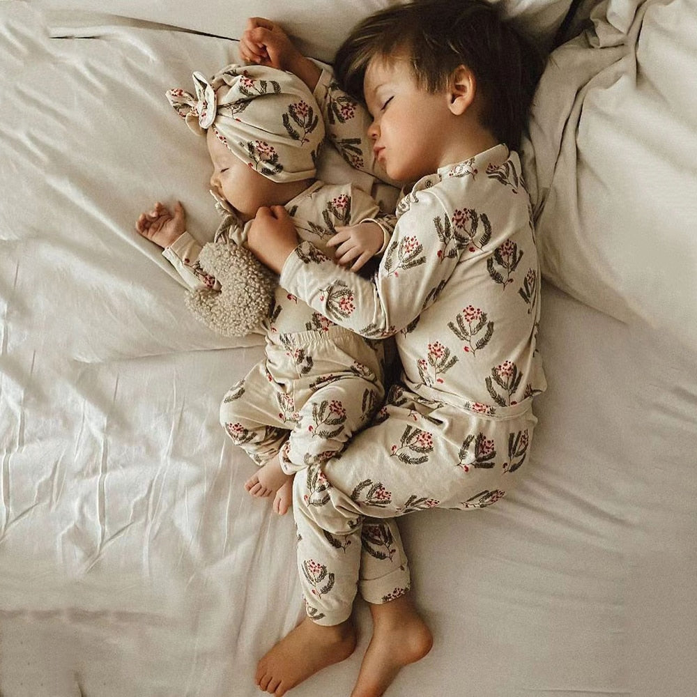 Christmas Kids Pajamas Set for Boys and Girls Cotton Children Autumn Homewear Cl