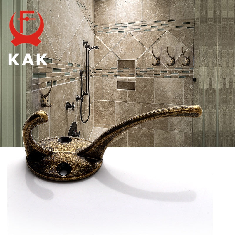 KAK 5pcs/Lot Zinc Alloy Bronze Clothes Hangers Wall Hooks Coat Bag Hat Hanging Hooks Bathroom Kitchen Anitque Racks With Screws