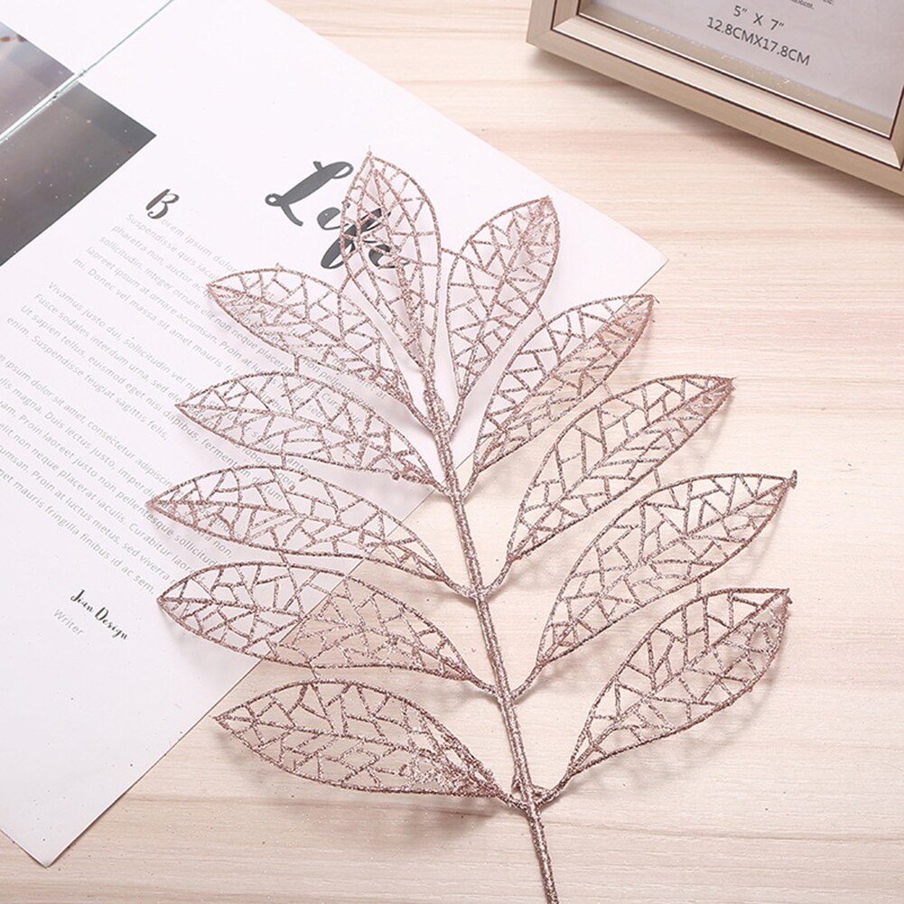 DIY Xmas Tree Garland Hanging Decor Christmas Tree Decor Christmas Hollow Christmas Glitter Tree Branches Simulated Leaves