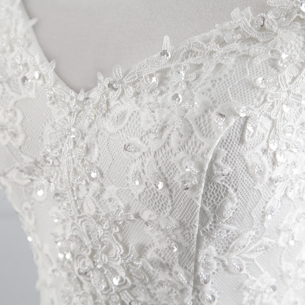 PoemsSongs Real Photo Boat Neck Beautiful Lace Wedding Dress for Wedding Vestido De Noiva Mermaid Wedding Dress