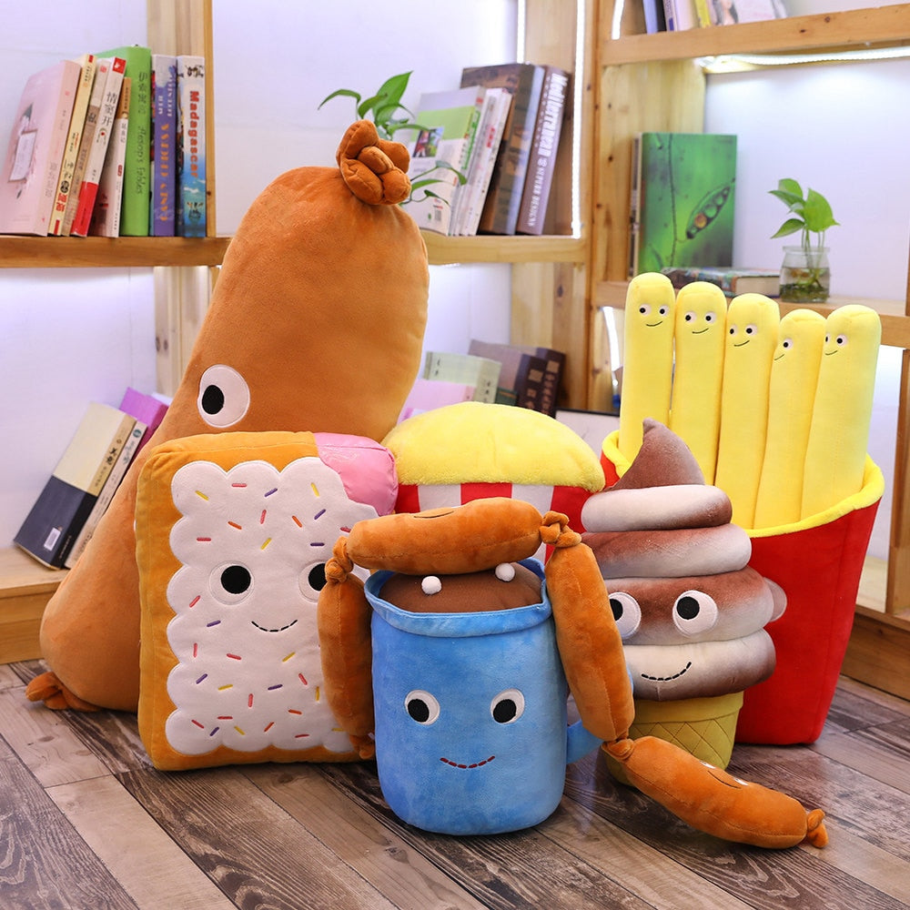 Cute Cartoon Plush Hamburger Ice Cream French Fries Toy Stuffed Food Popcorn Cake Pizza Pillow Cushion Kids Toys Birthday