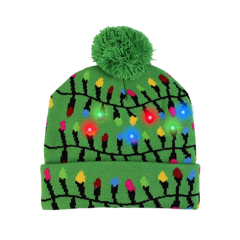 LED Christmas Hat Sweater Knitted Beanie Christmas Light Up Knitted Hat Christmas for Kids Xmas 2023 New Year Decorations