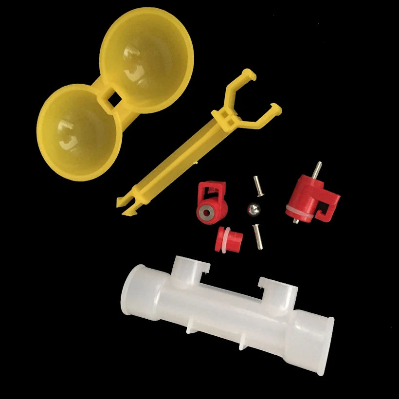 Chicken Waterer Double Nipple Drinker Mouth Drinking Hanging Cups Chicken Feeder Farming Equipment 10pcs