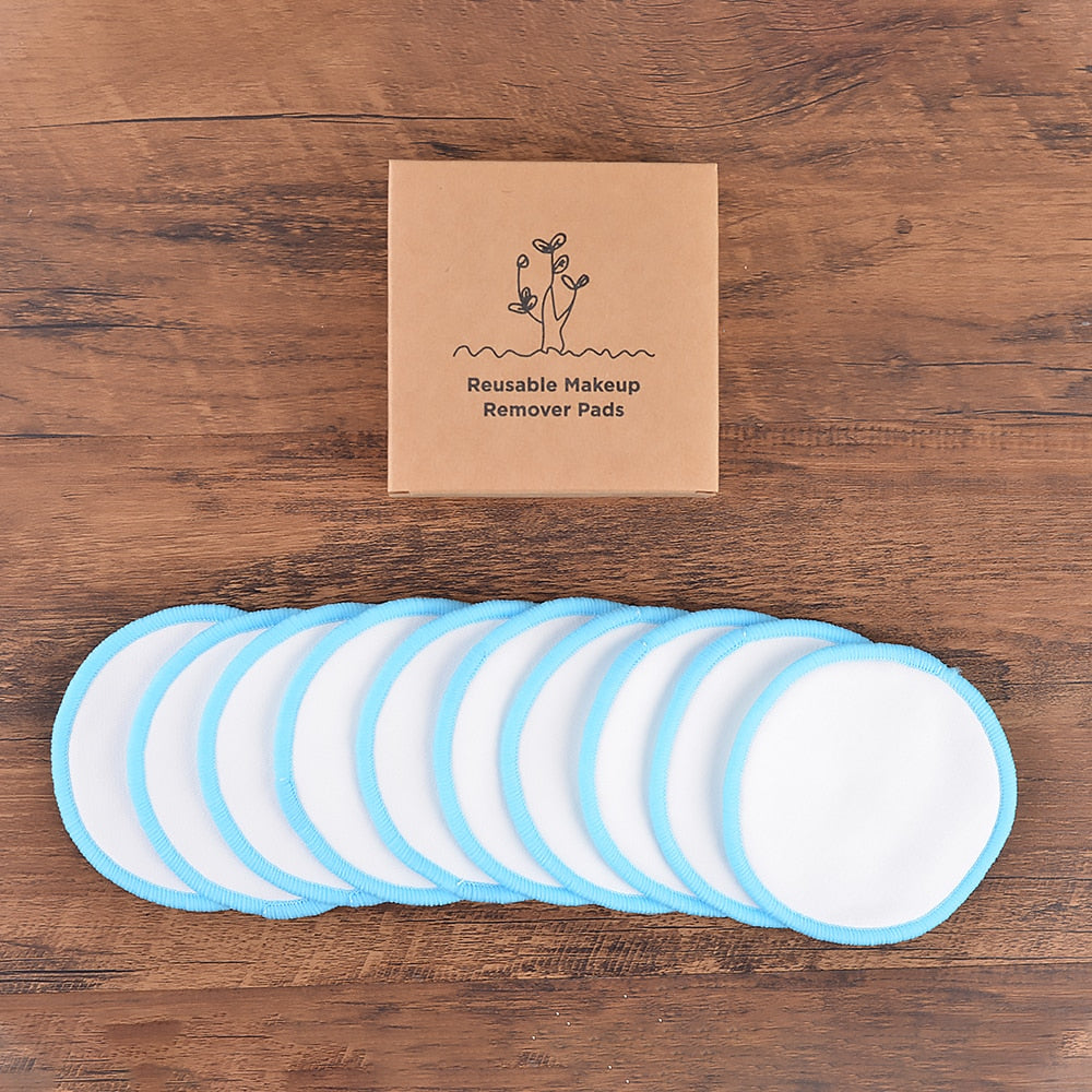 Cotton Demaquillant 10Pcs Bamboo Makeup Remover Reusable Cotton Pads Washable Rounds Clean Facial Cotton Reusable Makeup Tools