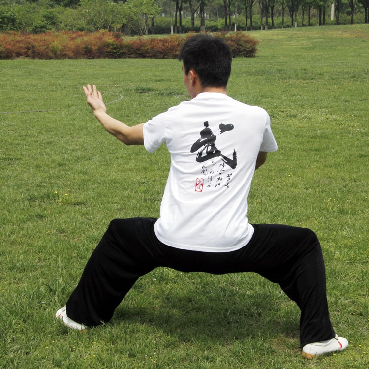 New Martial Arts T-Shirts Wu Word T-Shirt Pure Fine Carding Training T - Shirt Short Sleeves the Chinese Wushu Association