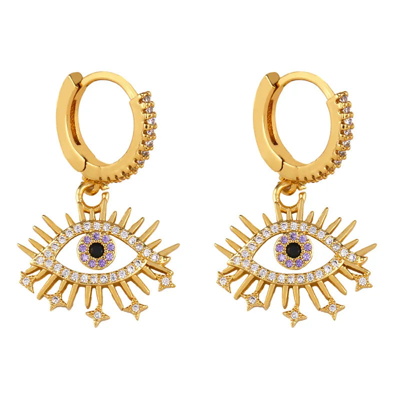 SIPENGJEL Fashion Blue Crystal Turkey Evil Eye Dangle Earrings for Women Gold Plated Cute Unique Earrings Trendy Jewelry 2023