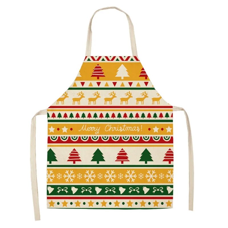 Linen Merry Christmas Apron Christmas Decorations for Home Kitchen Accessories Natal Navidad 2023 New Year Christmas