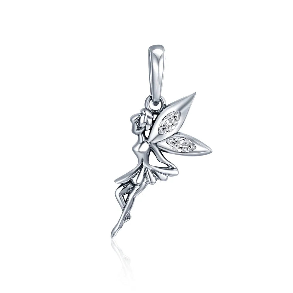 WOSTU 925 Sterling Silver Bee Dreamcatcher Wings Bead Charm Pendant Fit Original Bracelet Bangle Women DIY Fine Jewelry