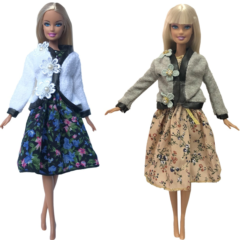 NK Mix 2 Pcs /Set Daily Wear Casual Couple Doll Dress for Barbie Doll Accessories Boy Girl Clothes Toy for Ken Doll 2GK JJ