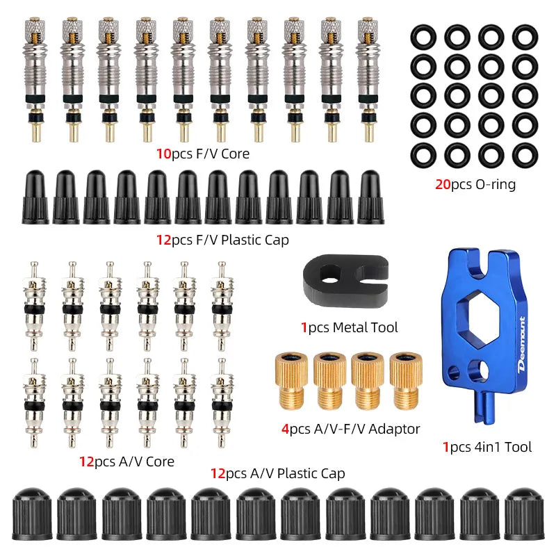 Bicycle Presta Valve Core Brass Material CNC-machined Nickel-Plated for MTB Road Tubeless Rim Nozzle Optional Metal Tool O-Ring