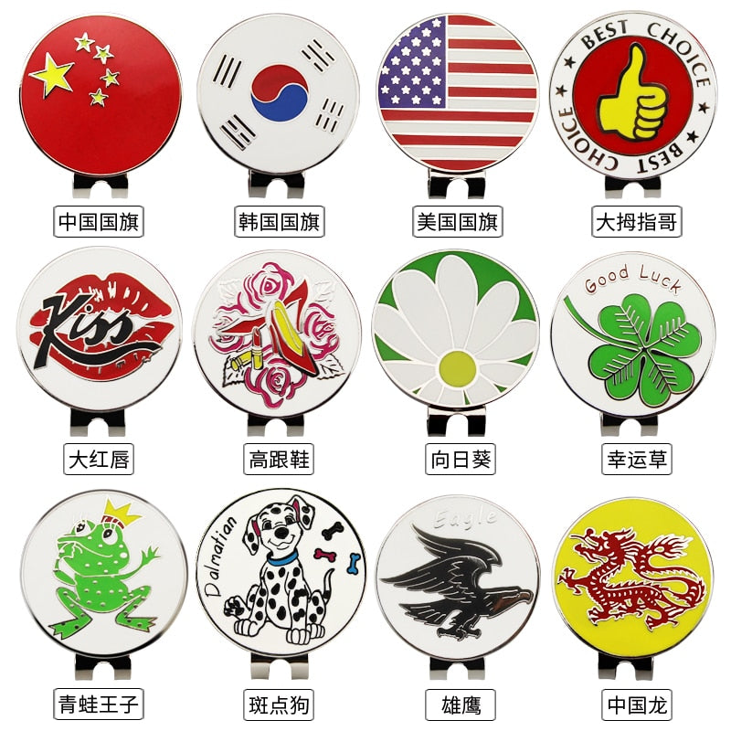 1.18 Inch Golf Ball Mark W Magnetic Golf Hat Clip Mark Golf Ball Position 24 Kinds for Choice Golf Marker