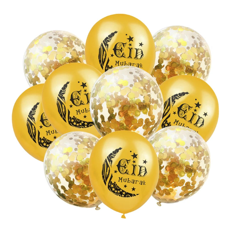 10Pcs Eid Mubarak Latex Balloon Ramadan Kareem Decoration Air Globos Ramadan Mubarak Muslim Islamic Festival Party Supplies 2024