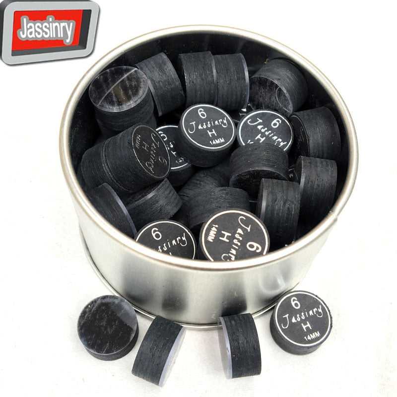 50pcs/Lot Jassinry Billiards Cue Tips With Transparent Cushion 14mm Pool Tips in S/M/H Billiard Accessories