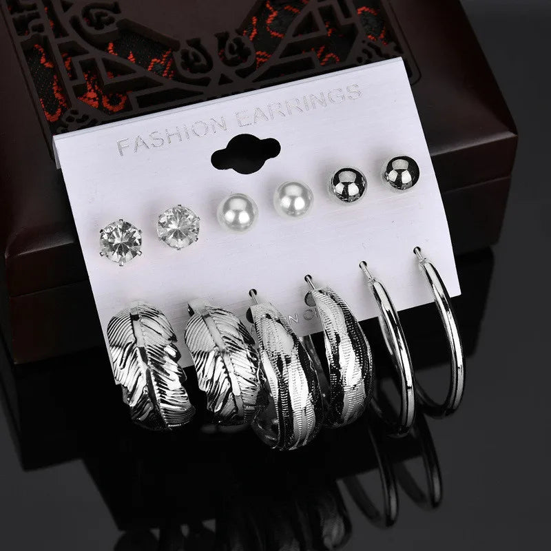 Modyle New Hot Sell Small Stud Earrings Set for Women Girl Punk Stud Earrings Set Personality Party Jewelry Brincos