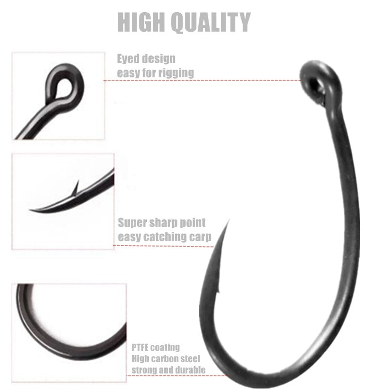 Carp Fishing Hooks for Hair Rigs Coating Curve Shank Crank Barbed KRANK Wide Gape Choddy Made in Japan for Hair Rigs Boilies
