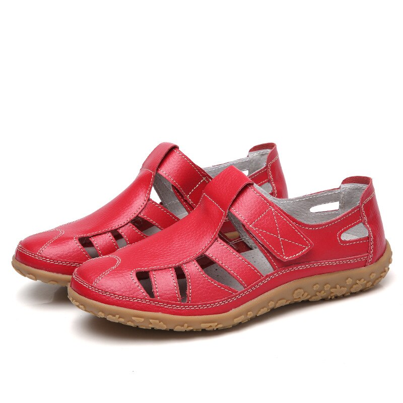 Split Leather Flat Sandals Women Fashion Summer Shoes Anti-Slip Soft Sole Ladies Gladiator Sandal Breathable Sandalias SH031502