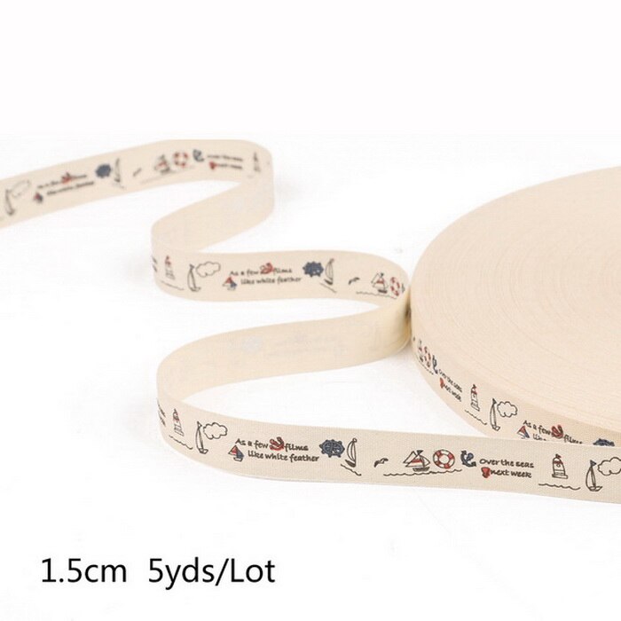 5yards Cartoon Printed Cotton Ribbons Hairbows Christmas Decoration for Home Gif