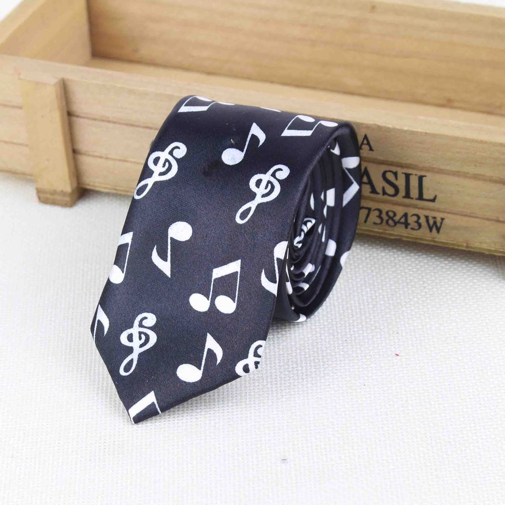 Men's Fashion Neckties Helloween Festival Christmas Tie Soft Designer Character Necktie Music Score Piano Guitar