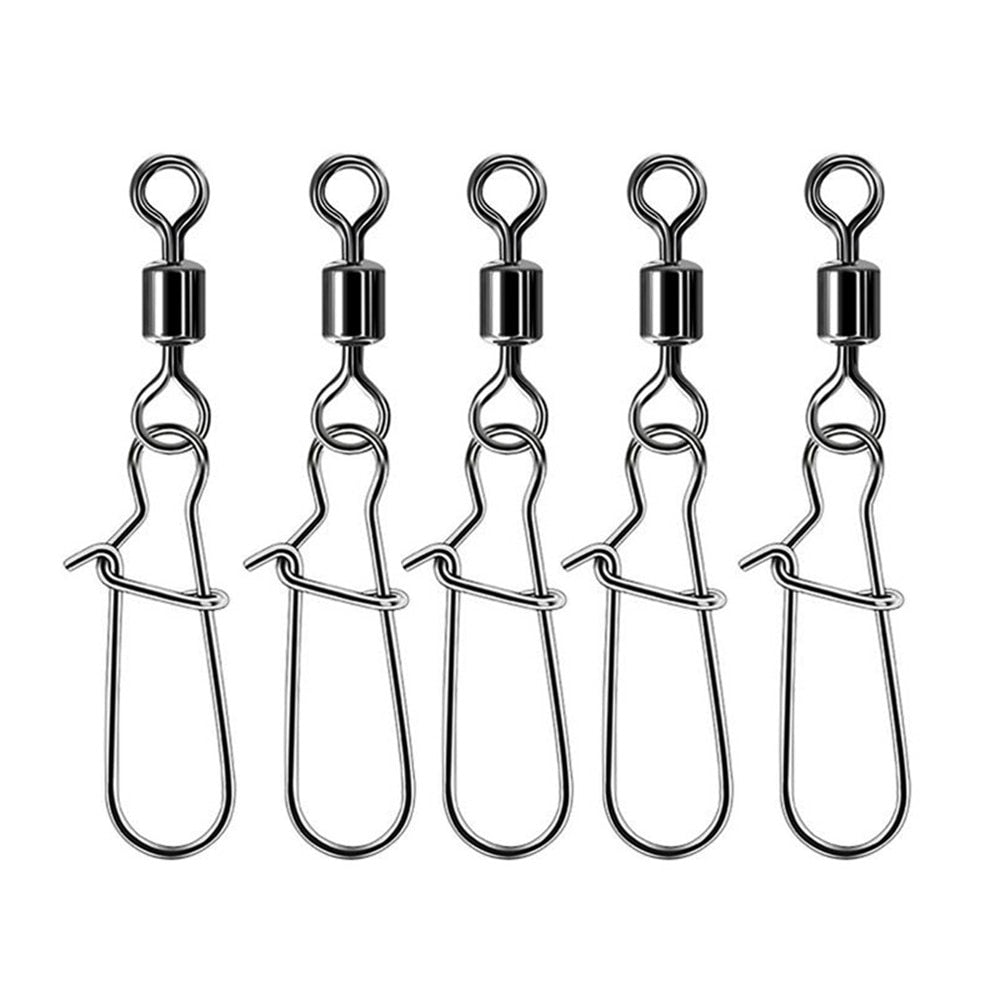 30pcs/Lot 2# -10# High Speed Spinner Fishing Rolling Swivel With Fast Lock Snap Hook Lure Connector Bait Terminal Fishing Tackle