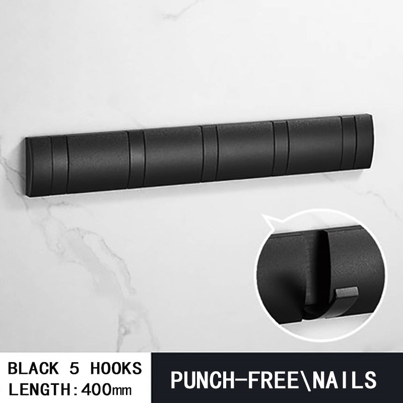 Black Golden Robe Hooks Folding Towel Hanger Nail Installation Wall Hooks C
