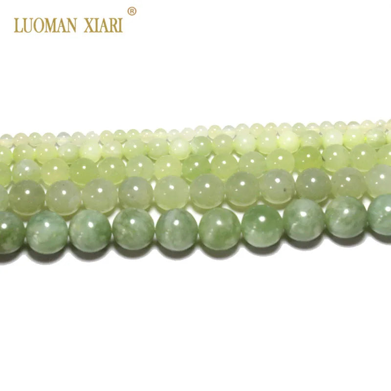 Fine AAA Natural Round New Green Jade Stone Beads for Jewelry Making DIY Bracelet Necklace 4/6/8/10/12 Mm Strand 15''