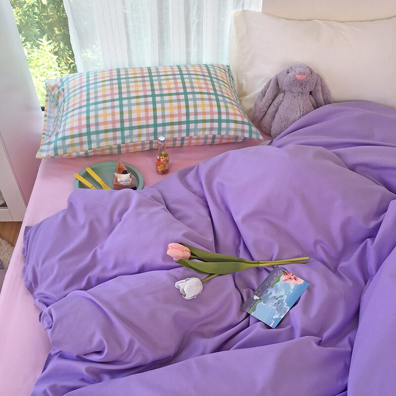 Bedding Set Bed Sheet Set Duvet Cover Set King Size Queen Size Comforter Sets Luxury Bedroom Anime Cute Pink