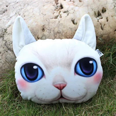Creative 3D Printed Cat Dog Pets Face Car Headrest Car Neck Support Supplies Neck Safety Cushion Case Without Filling