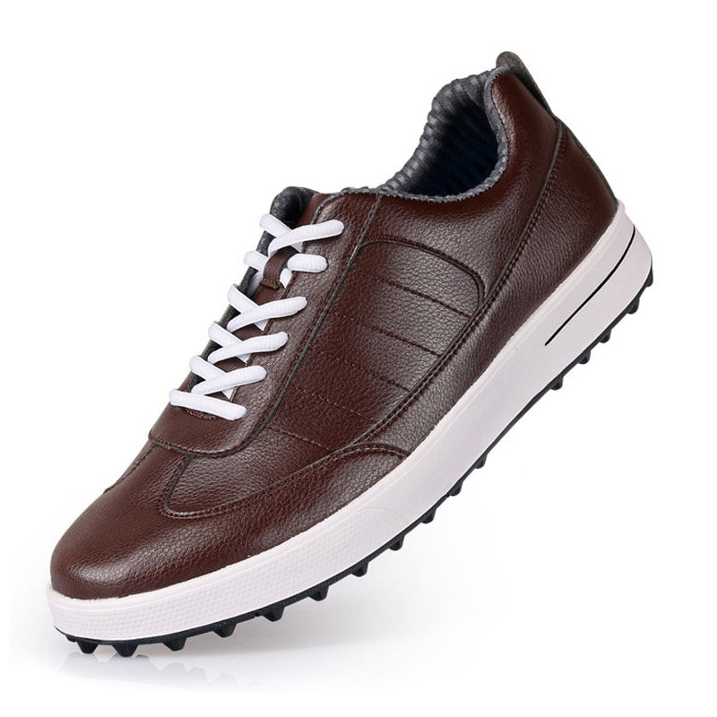 PGM Men's Golf Shoes Leather Waterproof Shoes Anti-Slip Spikes Sports Golf Sneaker Ventilation Slot Design