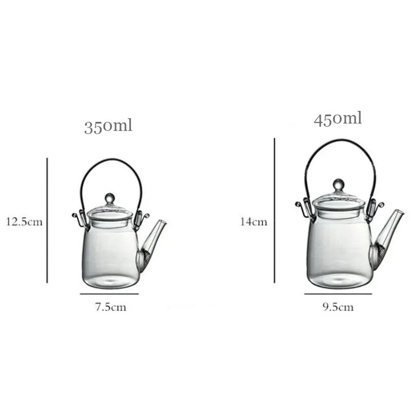 Japanese Handmade Heat Resistant Glass Teapot Household Transparent Beam Teapots