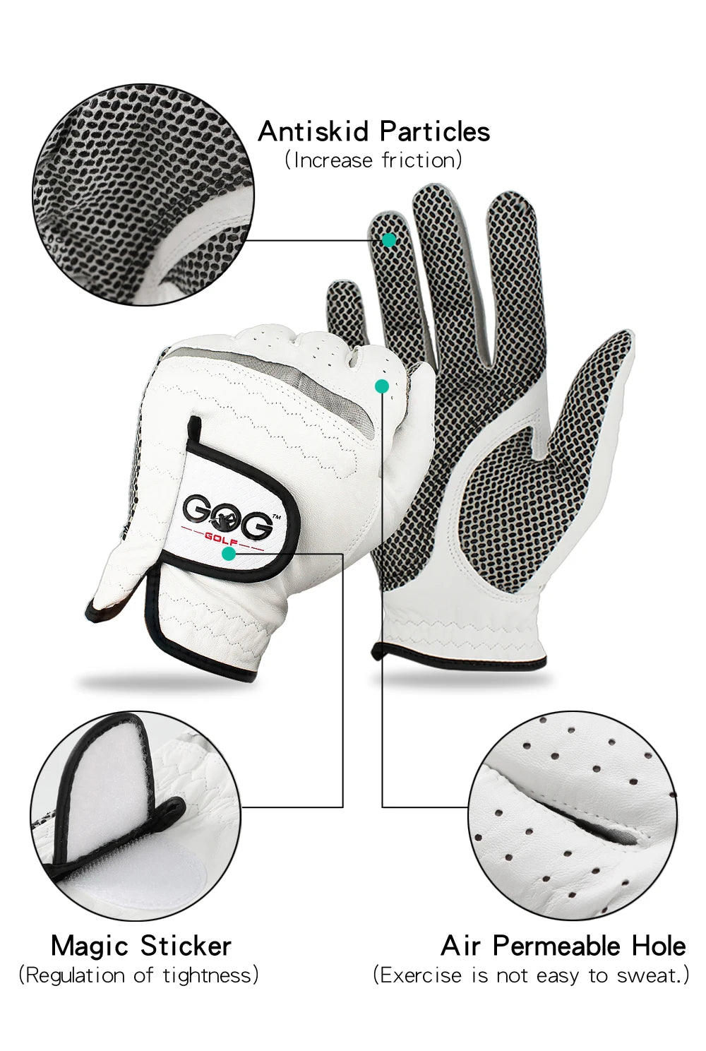 Pack 1 Pcs Golf Gloves Men Left/Right Hand Soft Breathable Pure Sheepskin Leather With Anti-Slip Granules Men Golf Glove