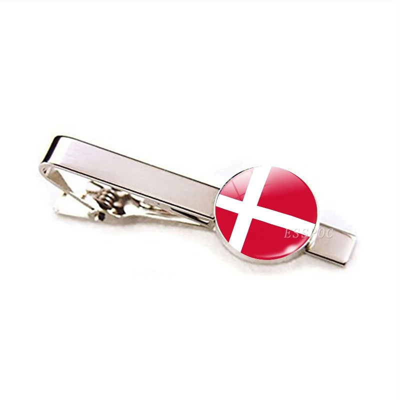 30 Countries National Flag Tie Clips Men Metal Necktie USA Flag Clip Pins Button Wedding Suit Accessories