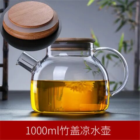 Creative Glass Teapot Large Capacity Cold Water Jug Tea Pot Fruit Juice Green Te