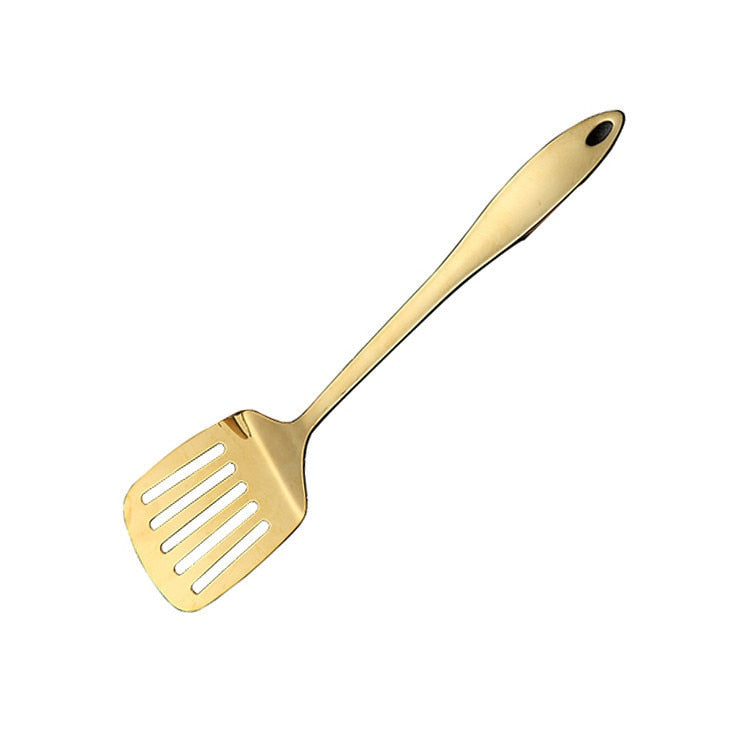 1PC Gold Stainless Steel Cooking Tools Spoon Fried Shovel Colanda Whitefly Cocina Utensilios Spatula Ladle Spatula Kitchenware
