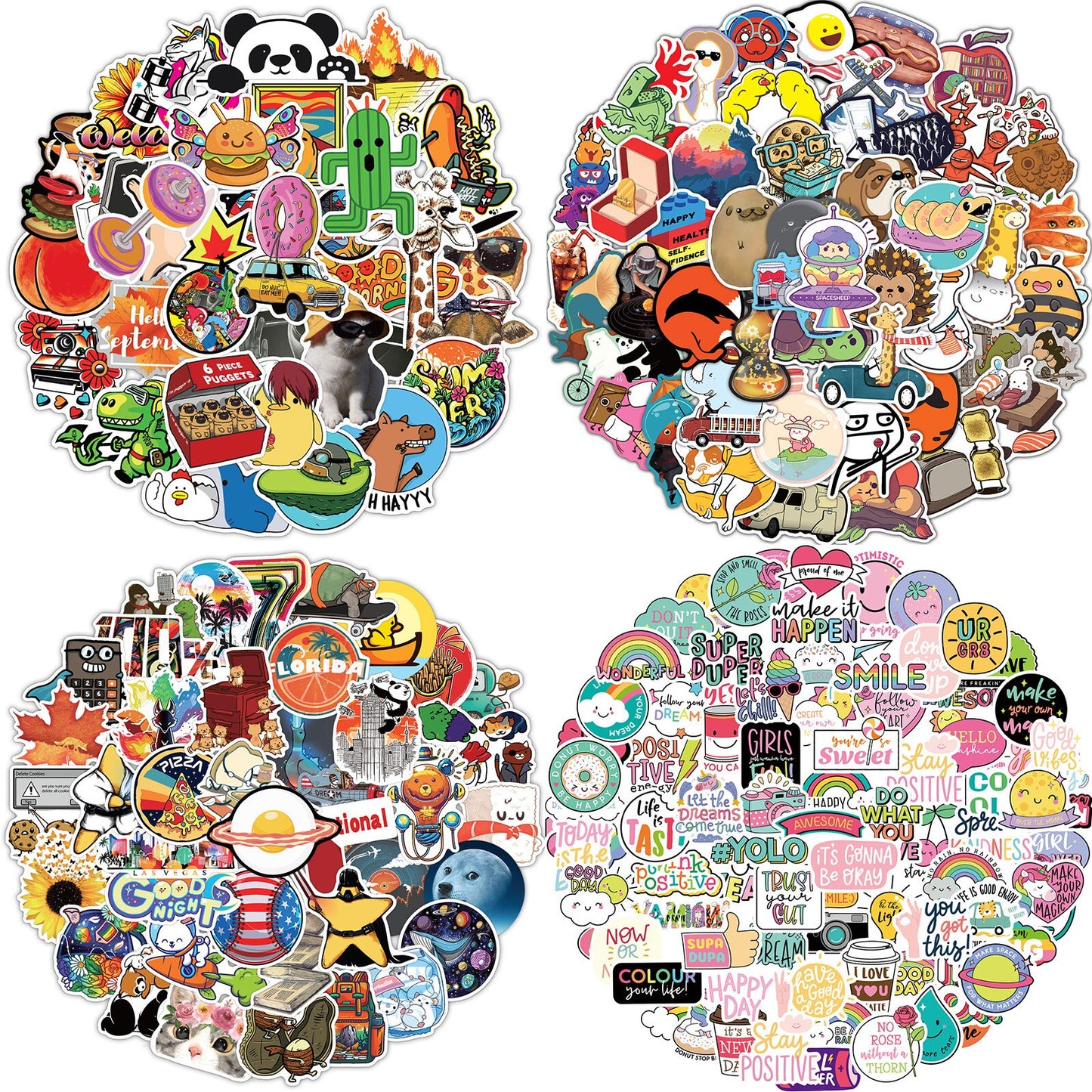 YAMIOW Anime Stickers Cartoon Animals Neon Light Butterfly Dogs Style Skateboard Sticker for Laptop Car Luggage Bicycle Guitar