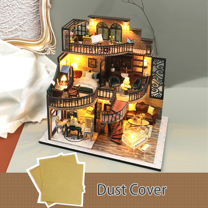 Cutebee DIY DollHouse Kit Wooden Doll Houses Forest Teashop With Furniture Kit Toys for Children Christmas