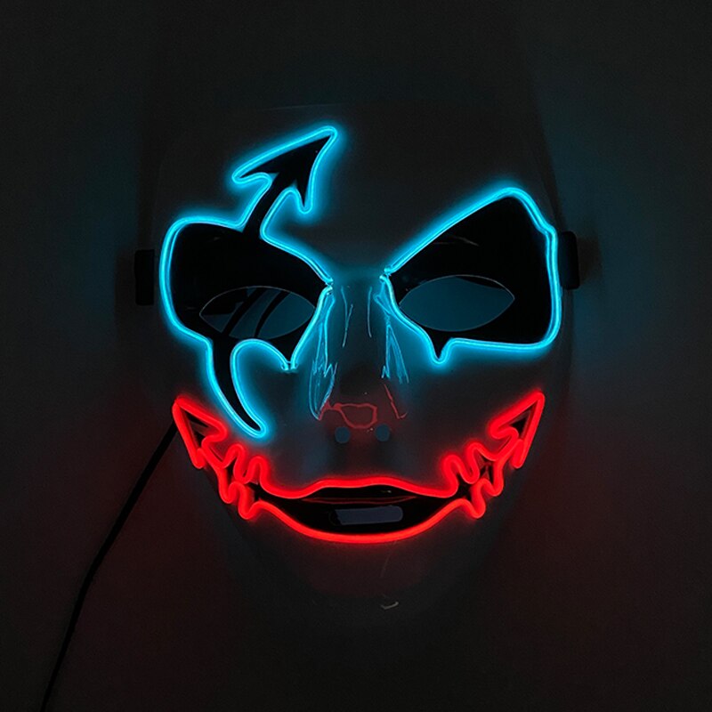 Neon Light LED Mask LED Halloween Scary Mask Cosplay Party Masque Masquerade Masks Halloween Costume Carnival Glow Party Props