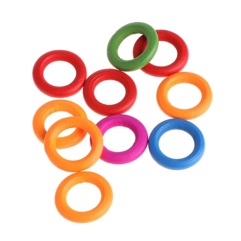 10 Pcs/Set Natural Wooden Ring Home Decoration Pet Parrot Bird Parakeet Toys Bit