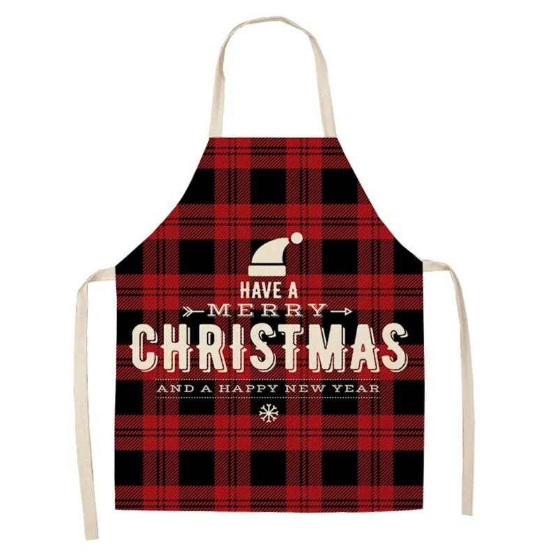 Linen Merry Christmas Apron Christmas Decorations for Home Kitchen Accessories Natal Navidad 2023 New Year Christmas