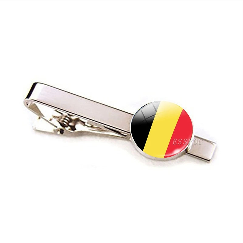 30 Countries National Flag Tie Clips Men Metal Necktie USA Flag Clip Pins Button Wedding Suit Accessories