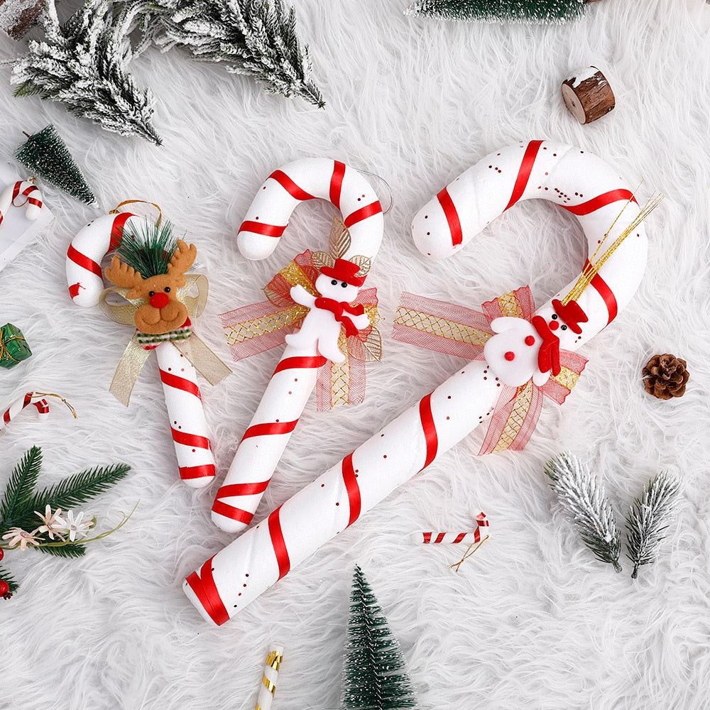 Multi Size Red and White Christmas Candy Canes Christmas Balls Christmas Tree Pendant Family Christmas Decoration New Year
