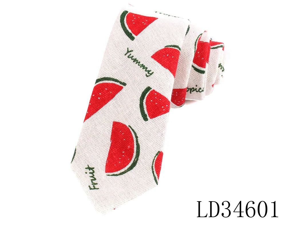 CartoonSkinny Tie for Men Women Narrow Neck Tie for Wedding Casual Cartoon Neckties Classic Suits Slim Cotton Linen Neck Ties