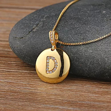 Nidin Women Girls Initial Letter Necklace 26 A-Z Charm Neck Pendants Copper CZ Jewelry Personal