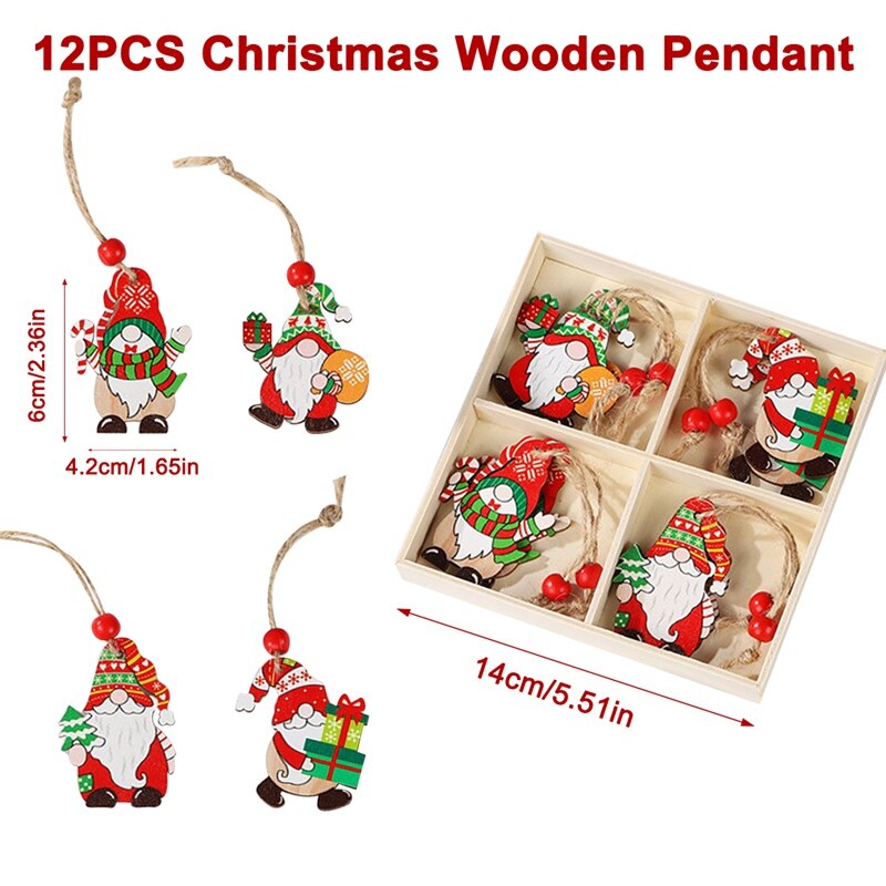 Wooden Christmas Pendant Merry Christmas Decor for Home 2023 Navidad Ornaments C