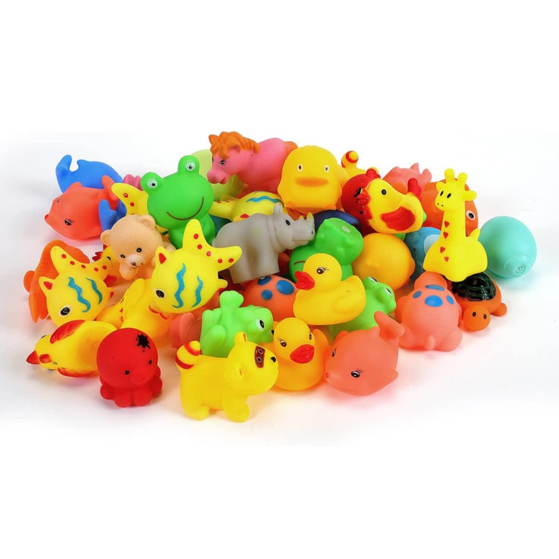 10Pcs/Set Cute Baby Bath Toys Wash Play Animals Soft Rubber Float Sqeeze Sound Toys for Baby GYH