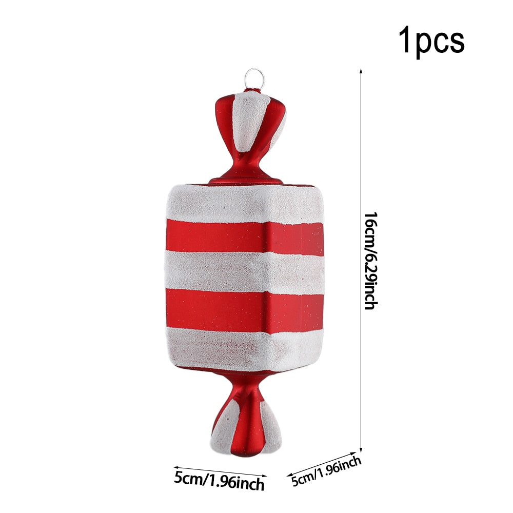 Multi Size Red and White Christmas Candy Canes Christmas Balls Christmas Tree Pendant Family Christmas Decoration New Year