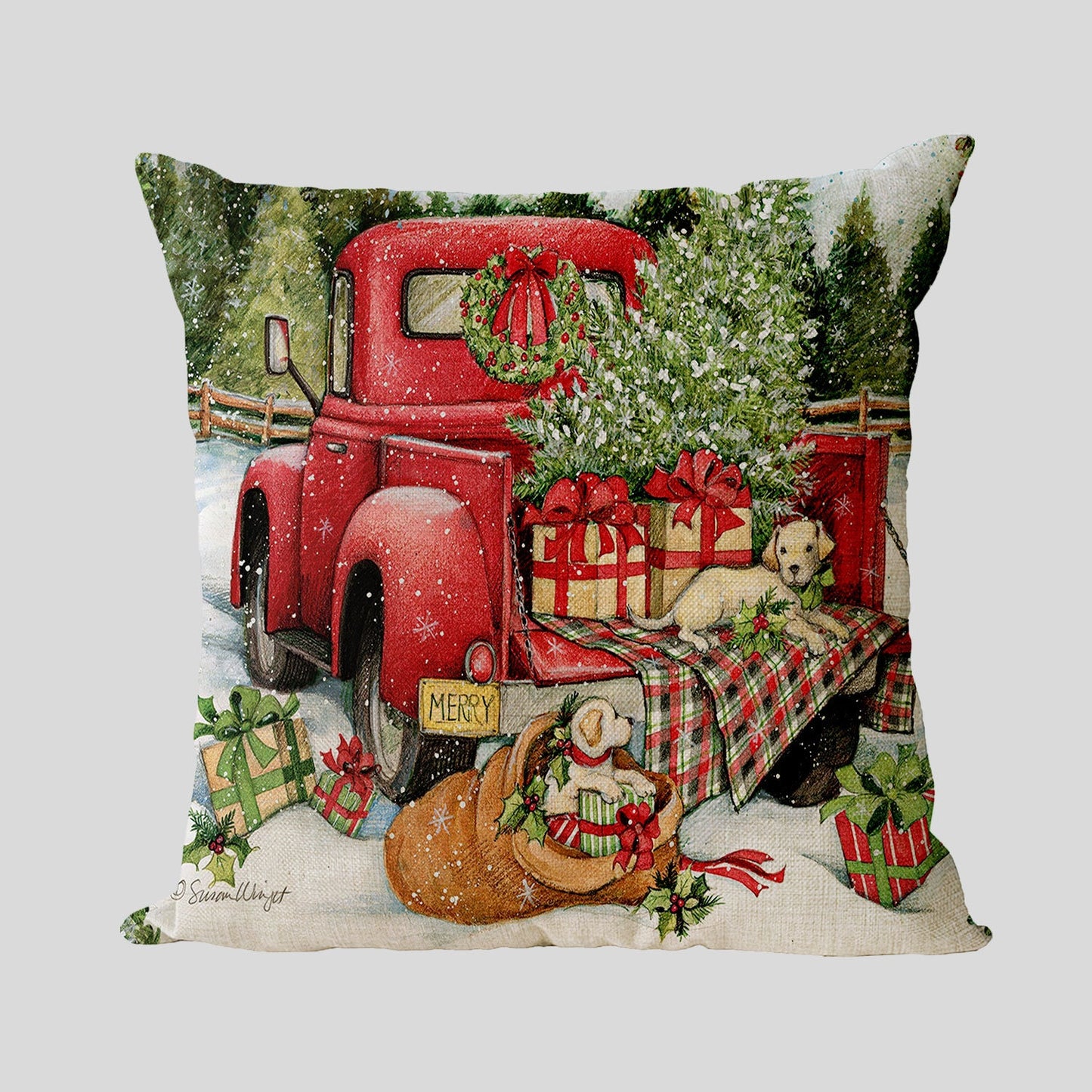 Merry Christmas Decoration Pillow Cover 45x45cm Linen Pillowcase Christmas Decorations for Home Soldier Cushion Cover