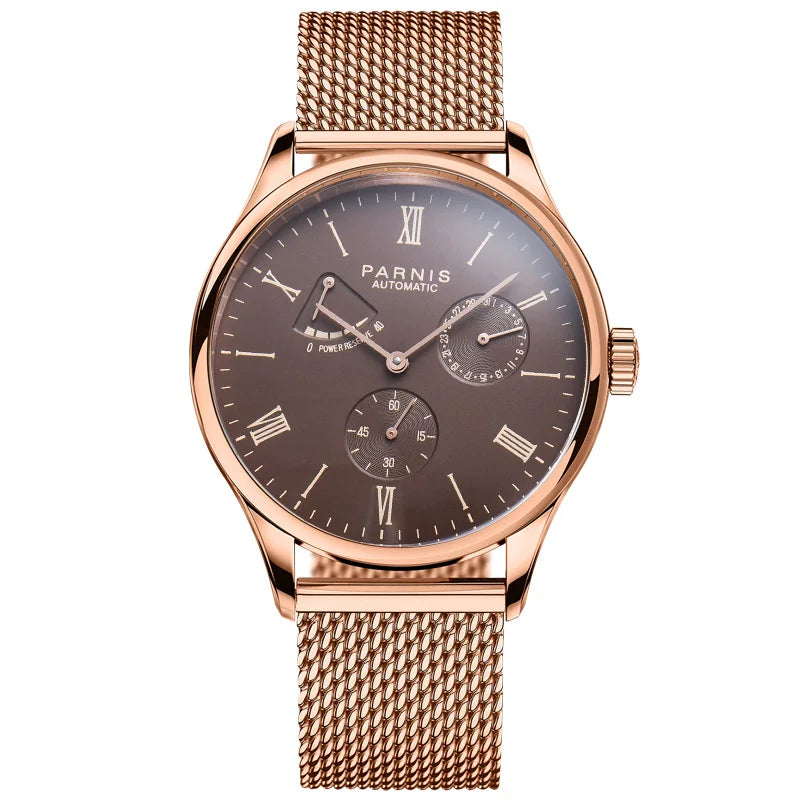 Fashion Luxury Parnis 41.5MM Power Reserve Automatic Mechanical Self Winding Men Watches Mekanik Kol Saati Relogio Automatico