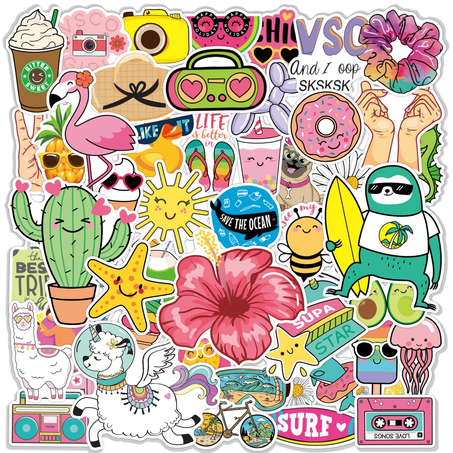 Anime Stickers for Unicorn Cartoon Animals Dogs Cats Graffiti Sticker on Skateboard Laptop Bike Car Guitar Phone Decals Pack