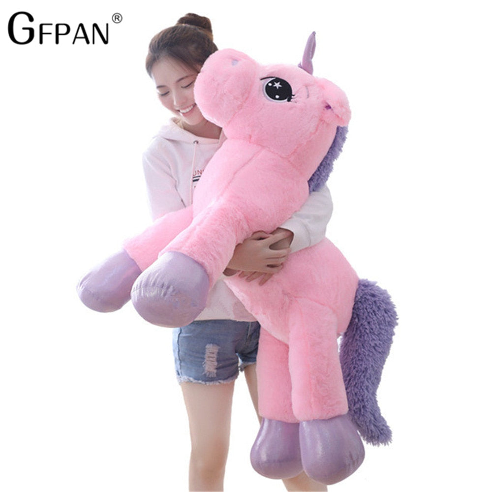 Giant Size 110/60cm Kawaii Unicorn Plush Toy Soft Stuffed Popular Cartoon Doll Animal Horse High Quality Toys for Children Girls