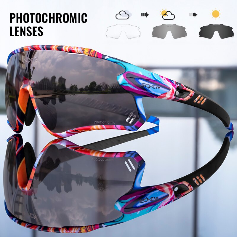 SCVCN Photochromic Bicycle Glasses Men’s Women Sports Runing Cycling Sunglasses UV400 Fishing Eyewear Mtb Bike Bicycle Goggles